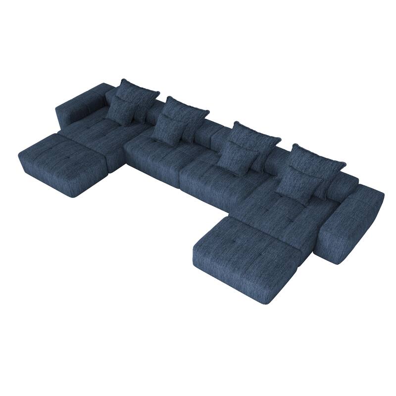 GDFStudio - Chenille Tufted Oversized 198" Modular Sectional Sofa with 2 Ottomans