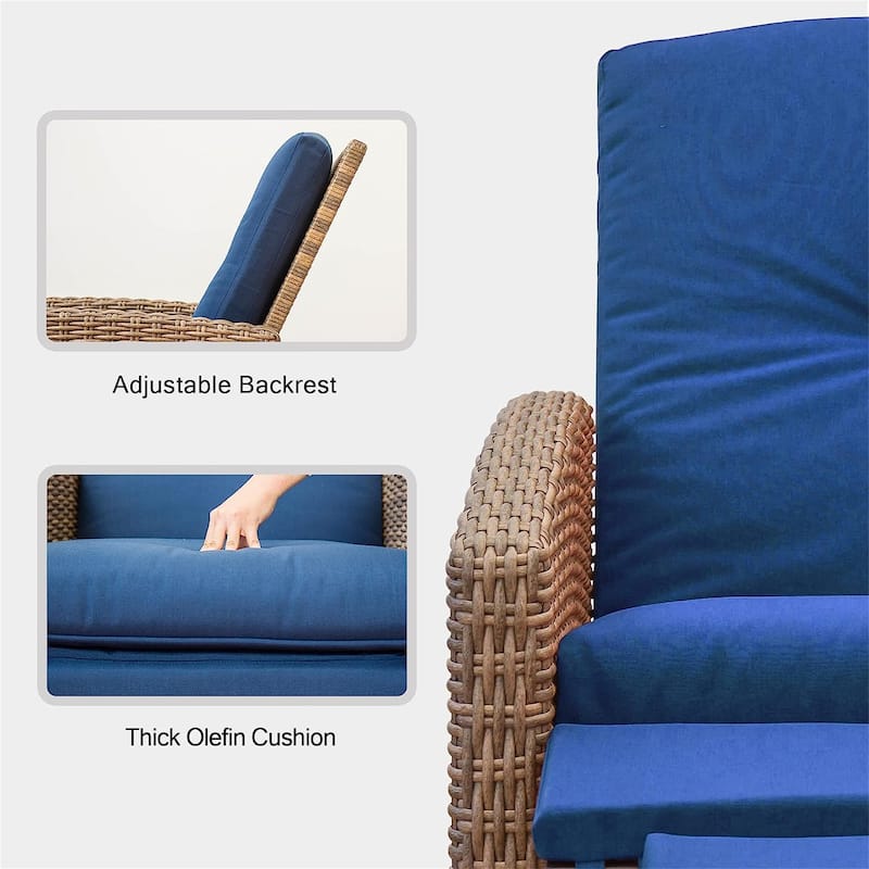 Single Patio All-Weather Wicker Recliner