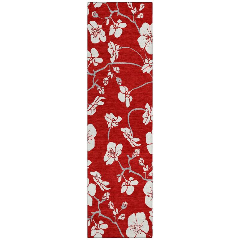 Machine Washable Indoor/ Outdoor Calm Floral Chantille Rug