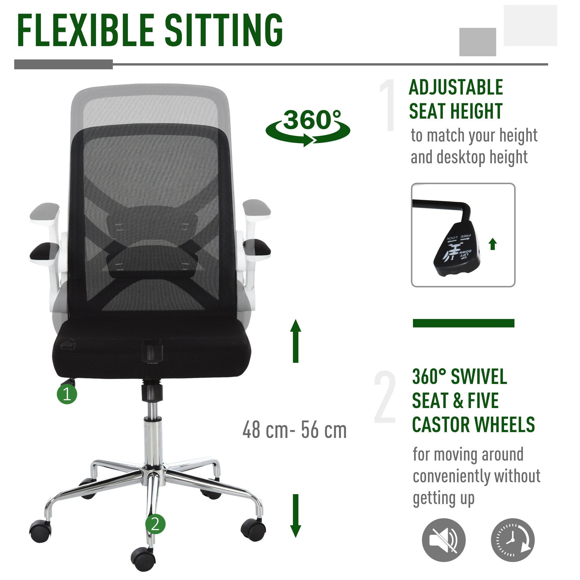 Vinsetto High Back Executive Mesh Office Chair With Folding Backrest Ergonomic Design Easy Adjustable Height Black On Sale Overstock 32166303
