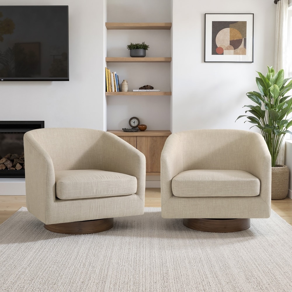 31.1'' W Barrel Swivel Accent Chair (Set of 2)