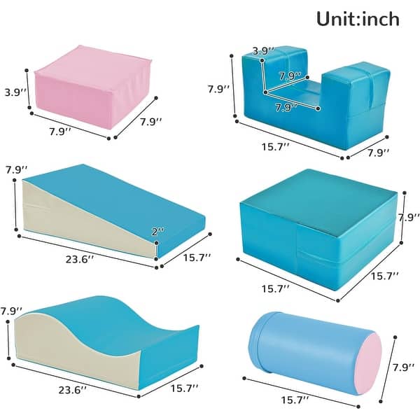 dimension image slide 1 of 2, Soft Climbing Toys for Toddlers, 6 in 1 Colorful Indoor Climb and Crawl Activity Playset