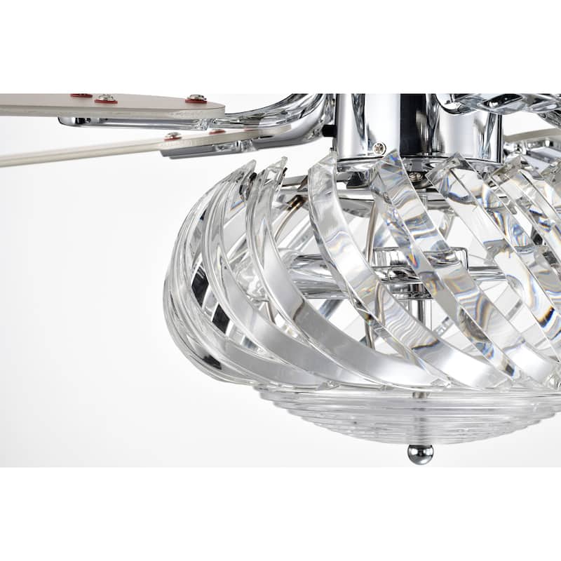 Turner 52 Inch Chrome Polish Crystal Ceiling Fan 3 Light with Remote