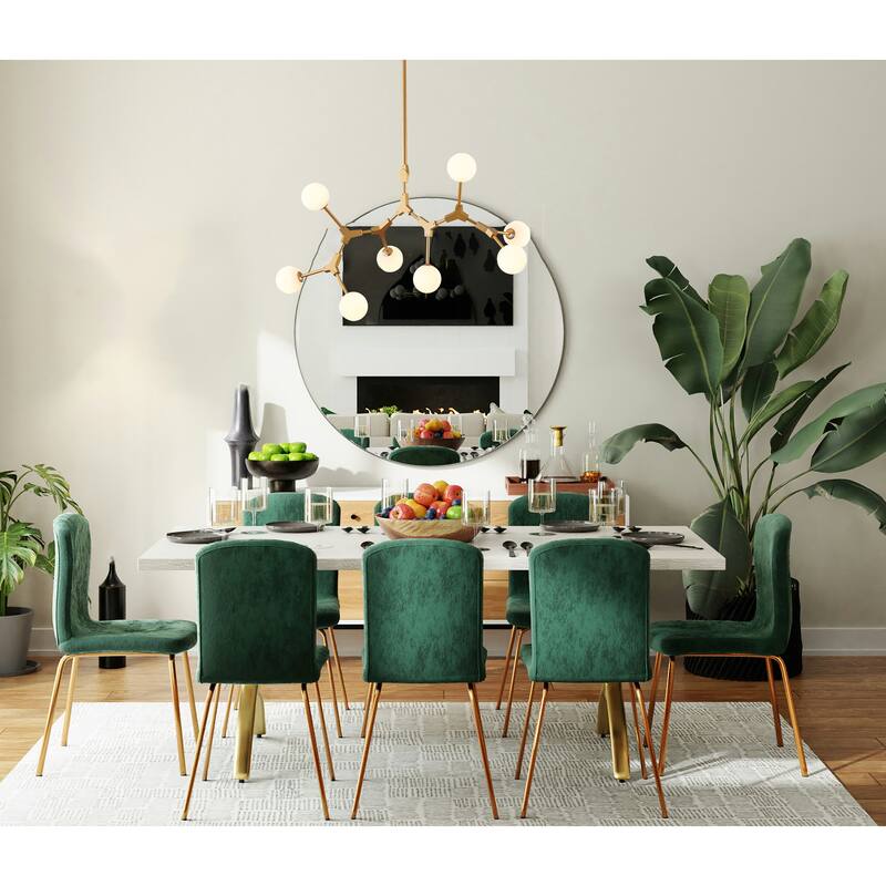 8-Light Gold Chandelier With Milk White Glass Shades