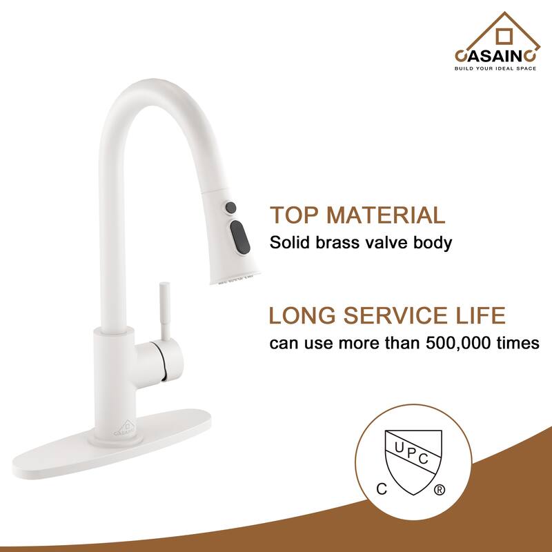 All-in-One Fireclay Curved Design Single Bowl Farmhouse/Apron-Front Kitchen Sink with Pull Down Kitchen Faucet and Accessories
