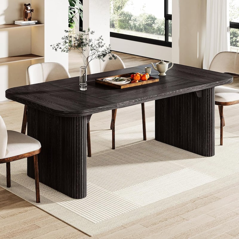 62-Inch Wood Dining Table for 4-6 People Modern Rectangular Kitchen Table for Dining Room Living Room