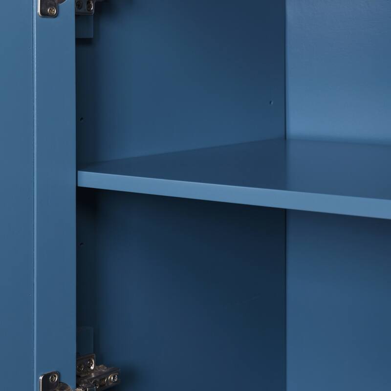 Large Storage Space Sideboard, 4 Door Buffet Cabinet with Pull Ring Handles