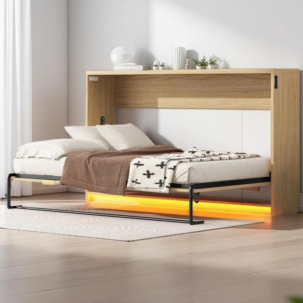 Twin XL Murphy Bed with LED Lighting by Harper&Bright Designs