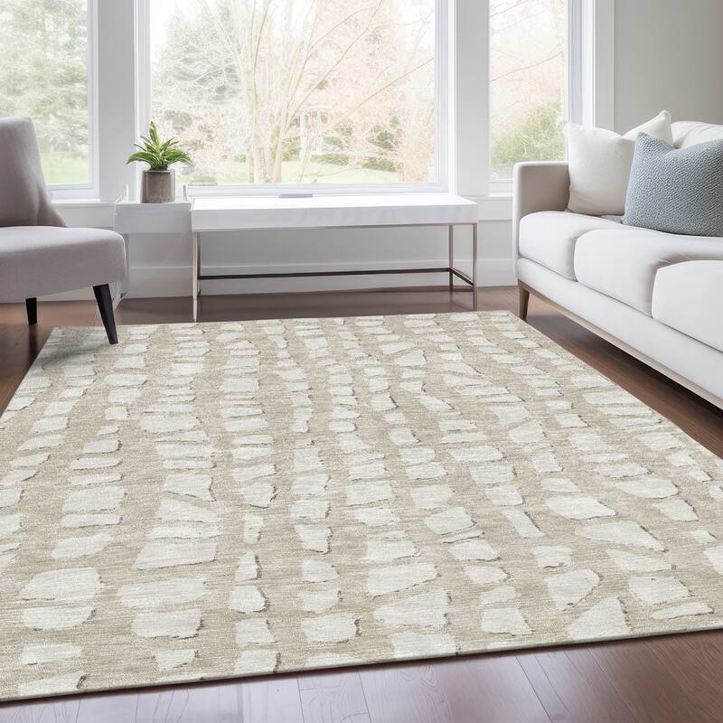Machine Washable Indoor/ Outdoor Chantille Modern Abstract Rug