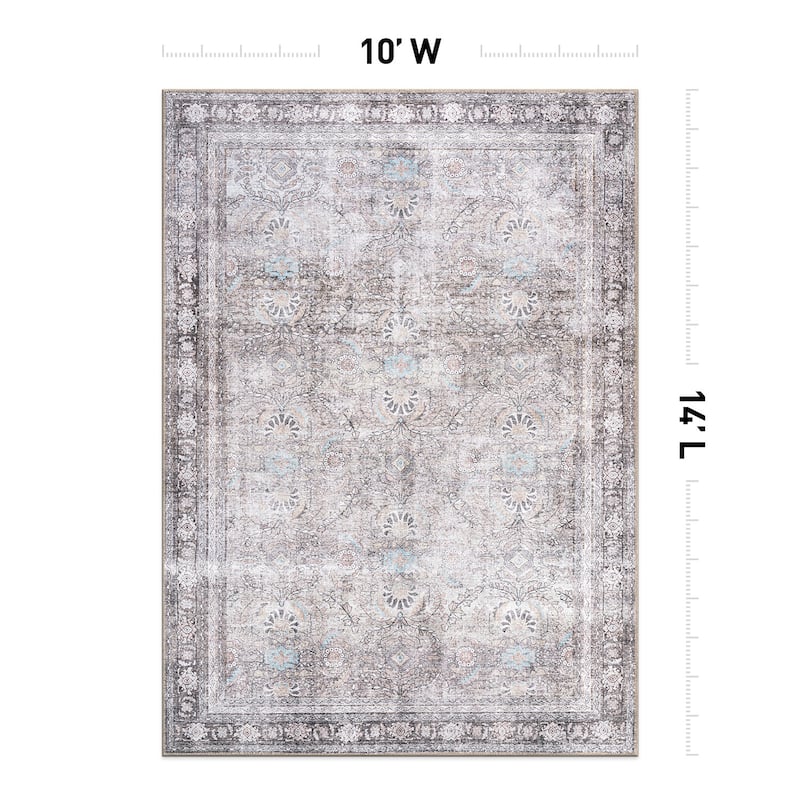 World Rug Gallery Vintage Inspired Machine Washable Non Slip Area Rug
