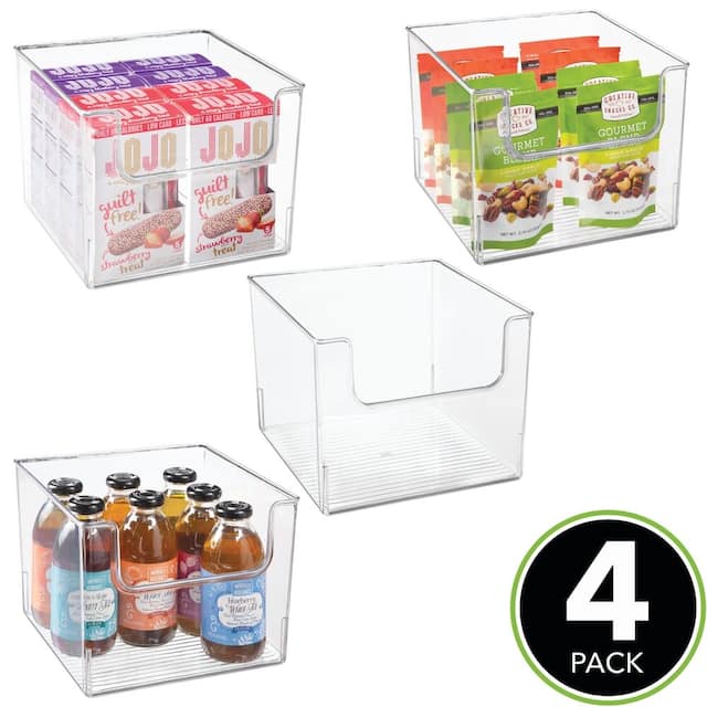 mDesign Plastic Food Storage Organizer Bin for Kitchen, 4 Pack - Clear