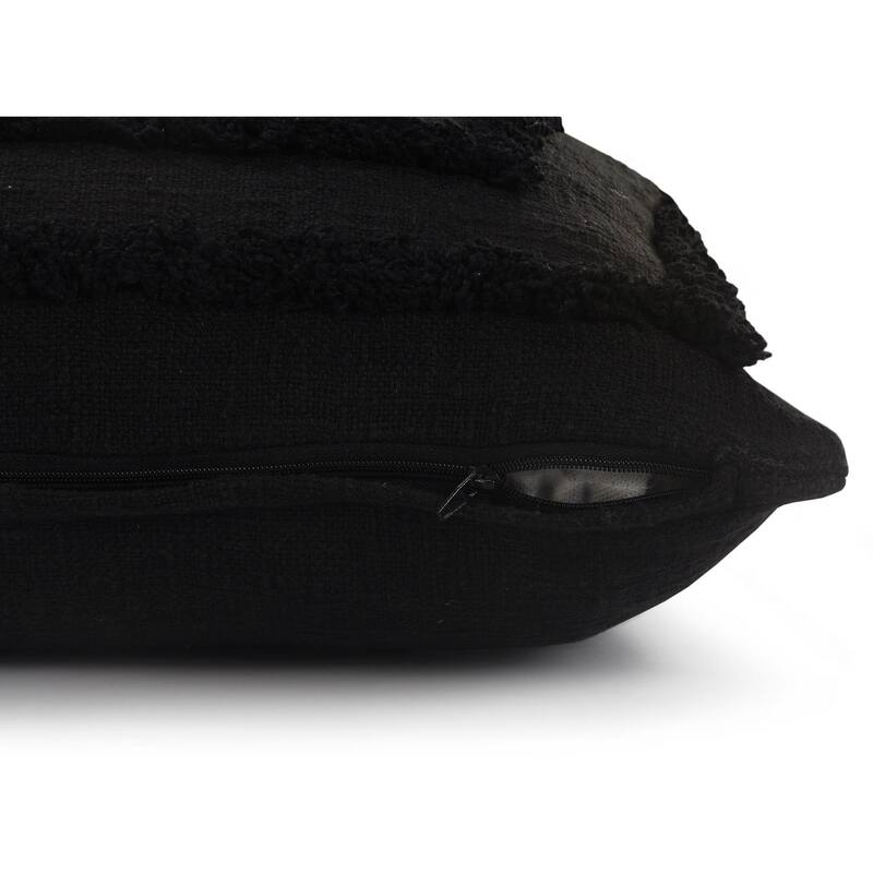 20" Black Solid Tufted Square Throw Pillow