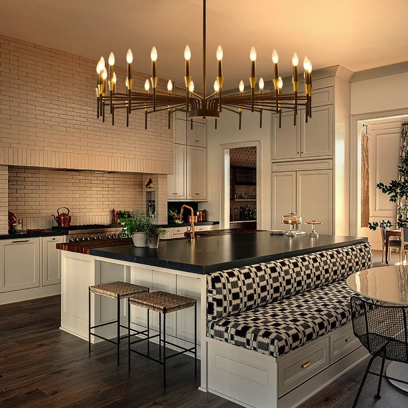 Modern Black Gold Farmhouse Chandelier Large Candle Chandeliers