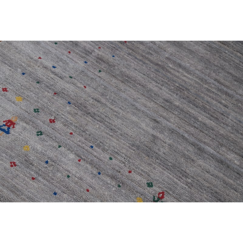 Hand Knotted Oriental 100% Wool Carpet Tribal Animal Pictorial Greys & Charcoal Gabbeh Area Rug - 11' 6'' X 8' 9''