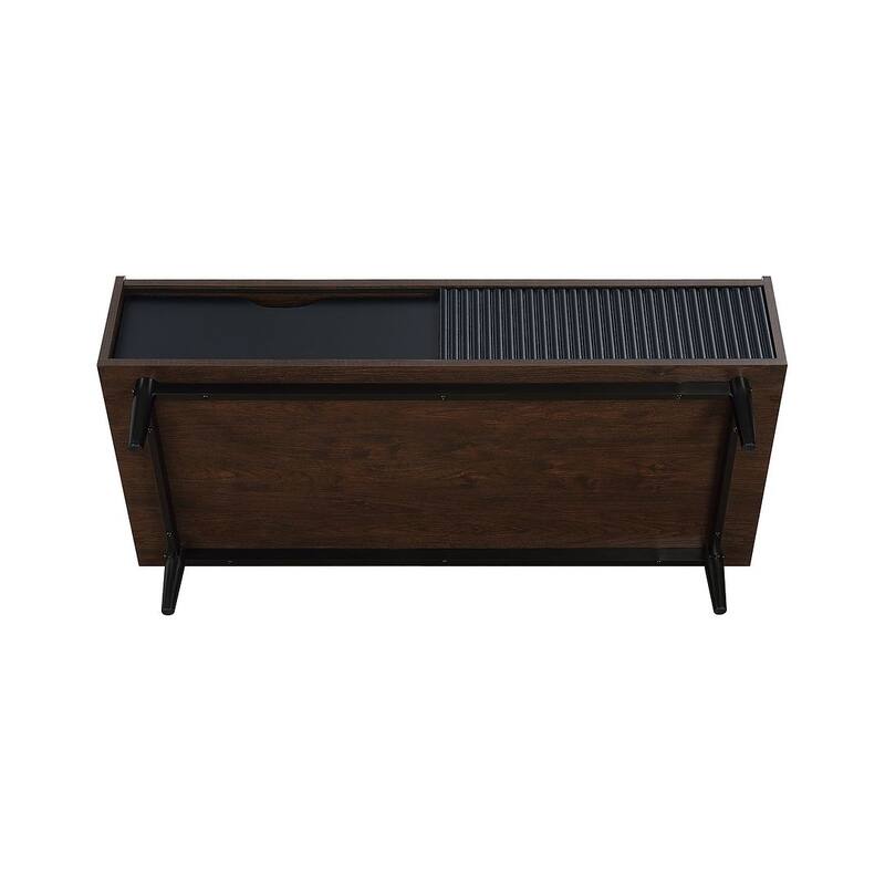 Manhattan Comfort Duane Modern Ribbed Coffee Table with Drawer and Shelf