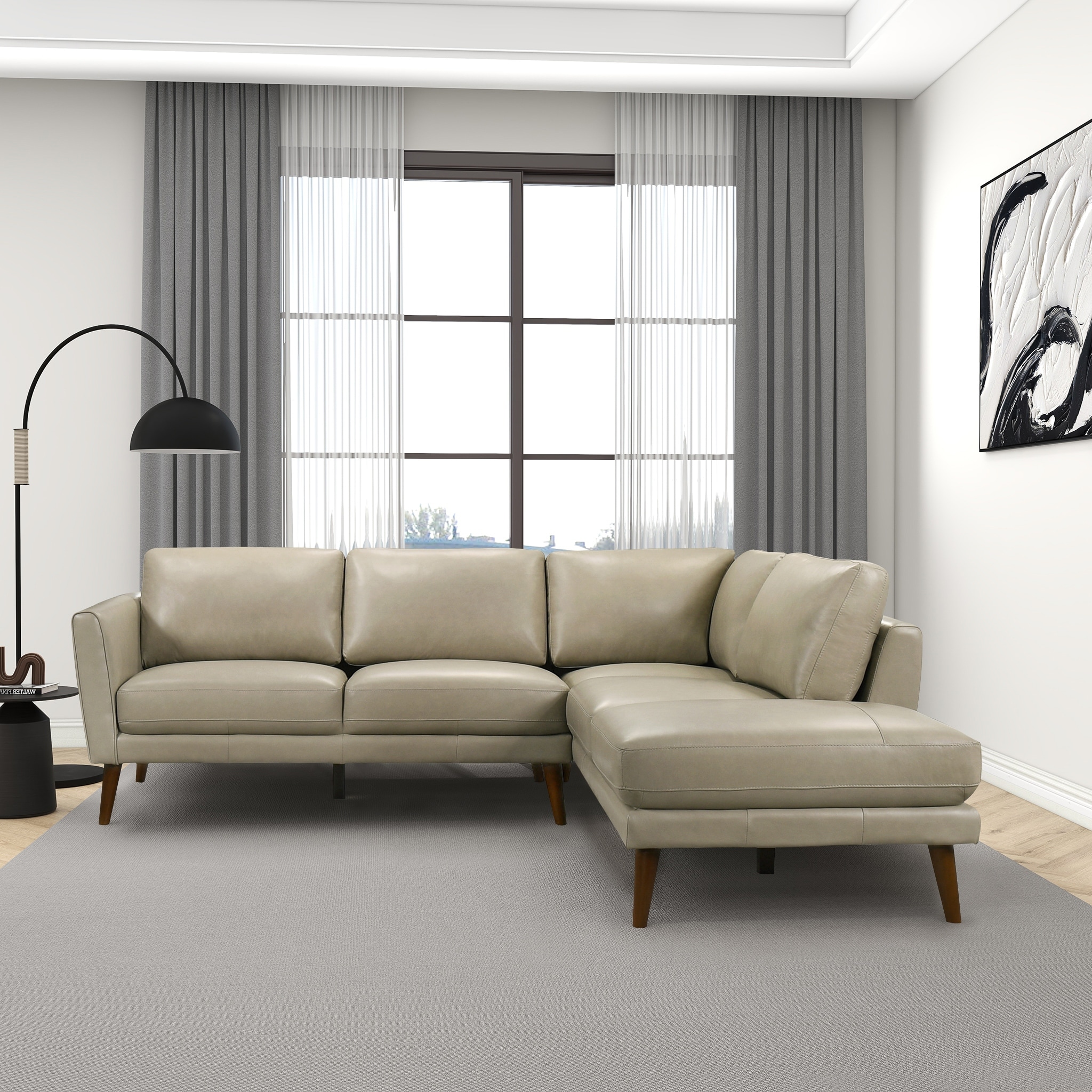Bloom Living Room Corner Genuine Leather Sectional Sofa - On Sale