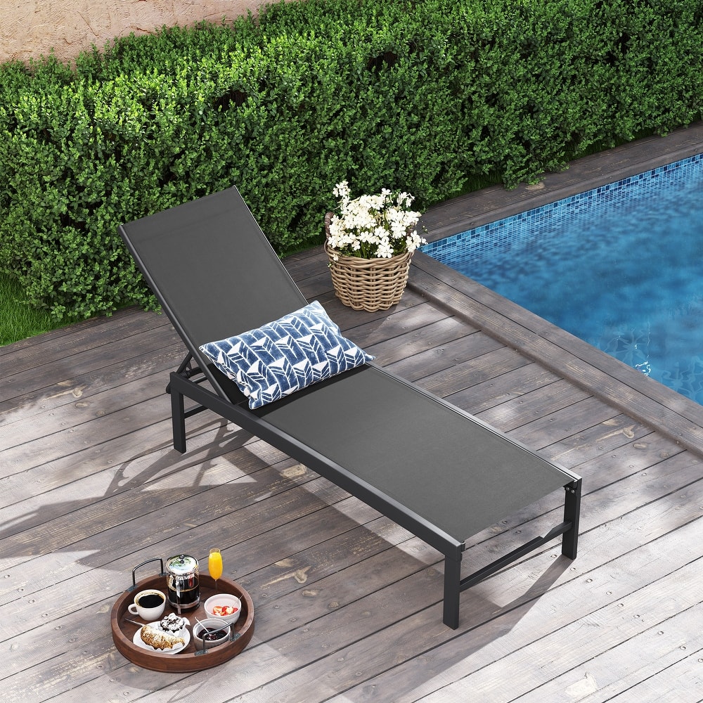 VredHom Aluminum Adjustable Outdoor Chaise Lounge Chair - 60.4 in L * 24.6 in W * 16.1/40.8 in H