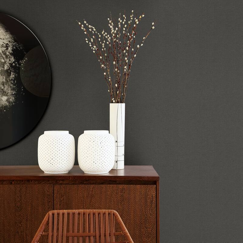 A-Street Prints Meade Charcoal Fine Weave Wallpaper