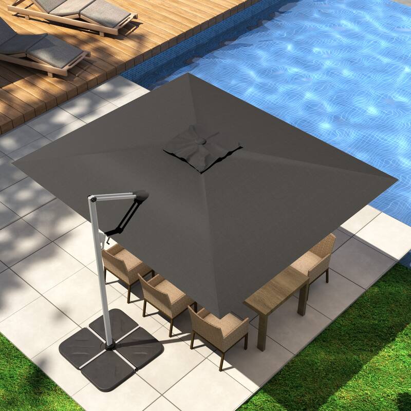 12' x 9' Rectangular Double Top Cantilever Patio Umbrella - Gray