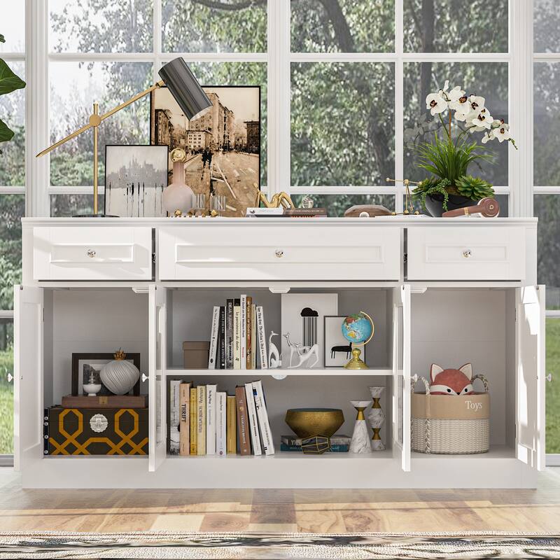 Entertainment Wall Unit /Bridge Multifunctional TV Stand Console Table - White - TV Stand Only
