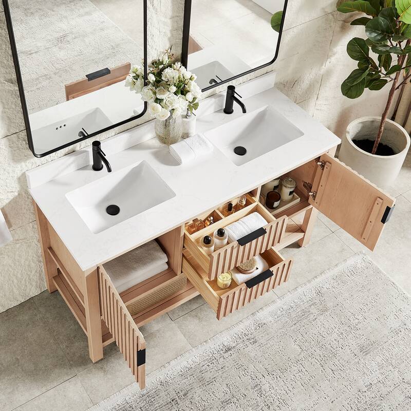 Tehran Bath Vanity with Composite Stone Top without Mirror