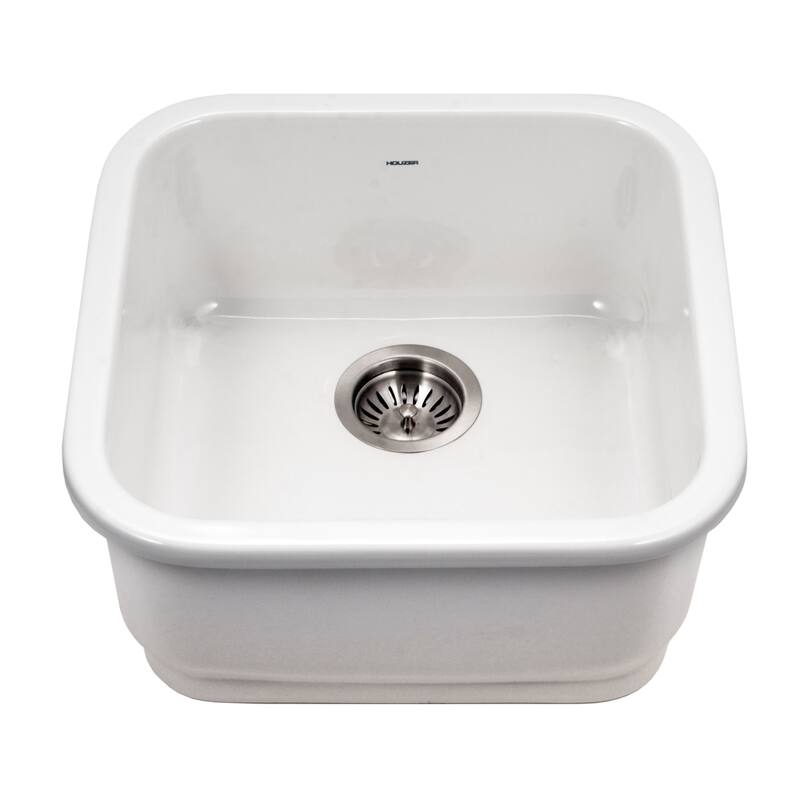 Houzer Platus 18-7/8" Undermount Single Basin Fireclay Bar Sink - White