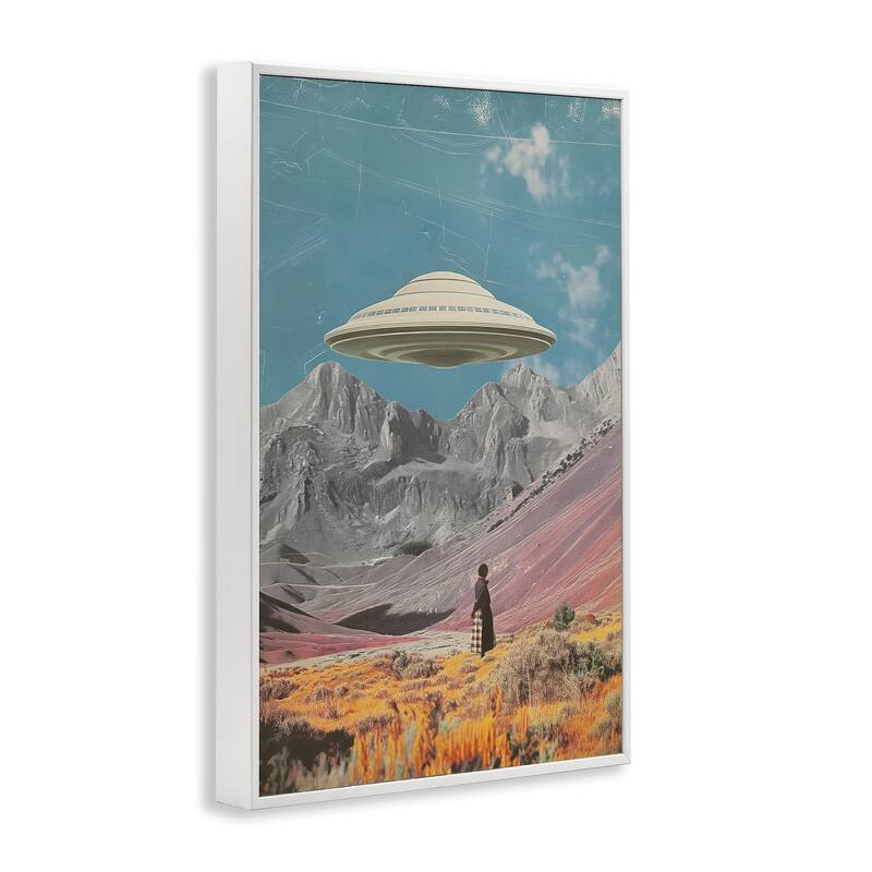 Stupell UFO over Mountain Valley Framed Giclee Art Design By Wumples