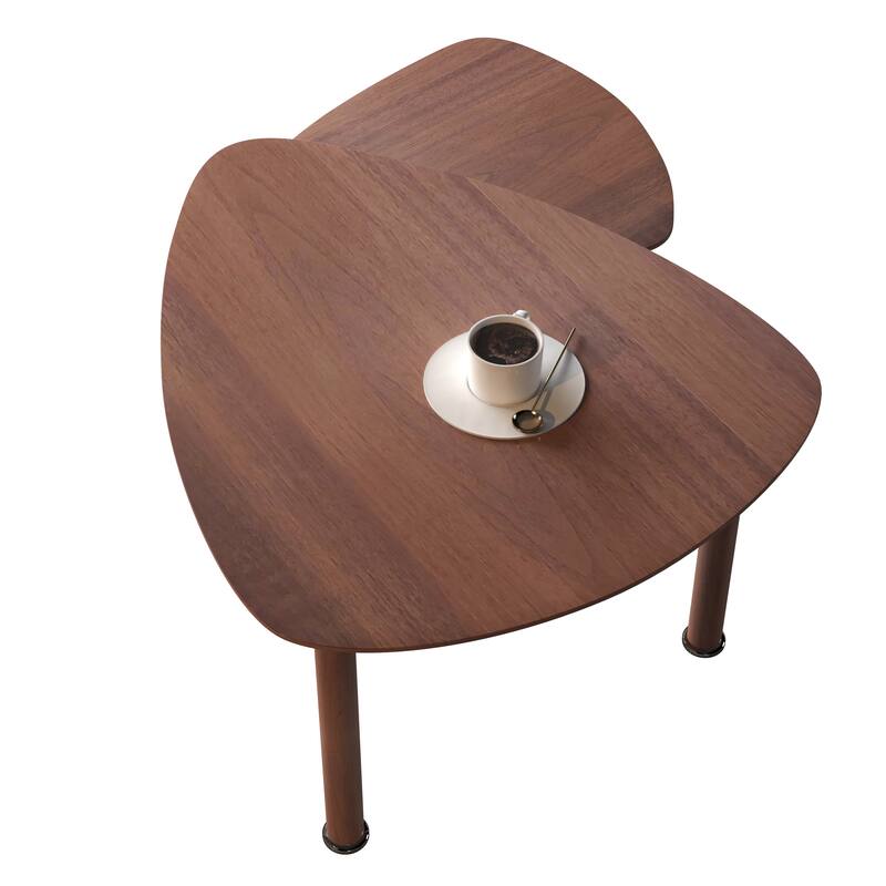 GDFStudio - Vesper 360 Degree Rotatable Nesting Coffee Table with Solid Rubberwood Legs