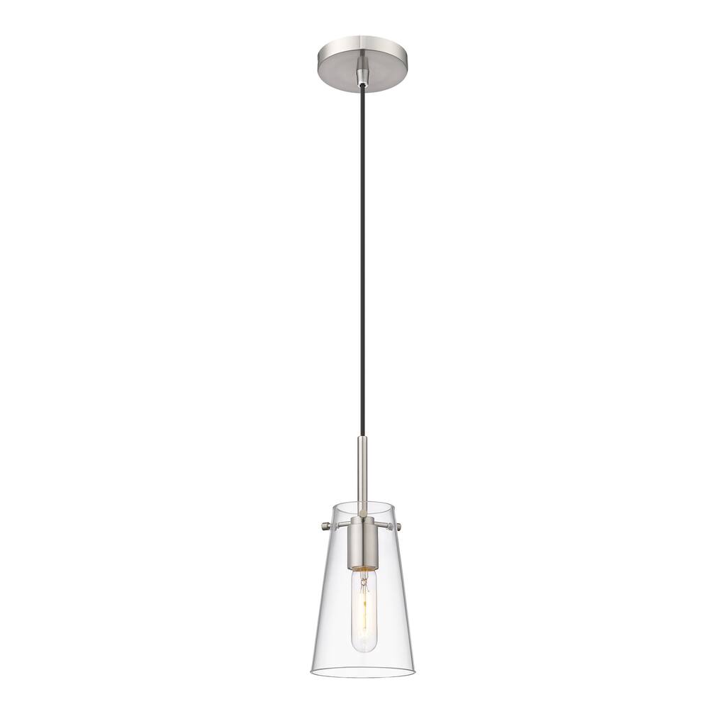 Kira by Z-Lite 1 Light Pendant in Brushed Nickel with Clear Glass Shade