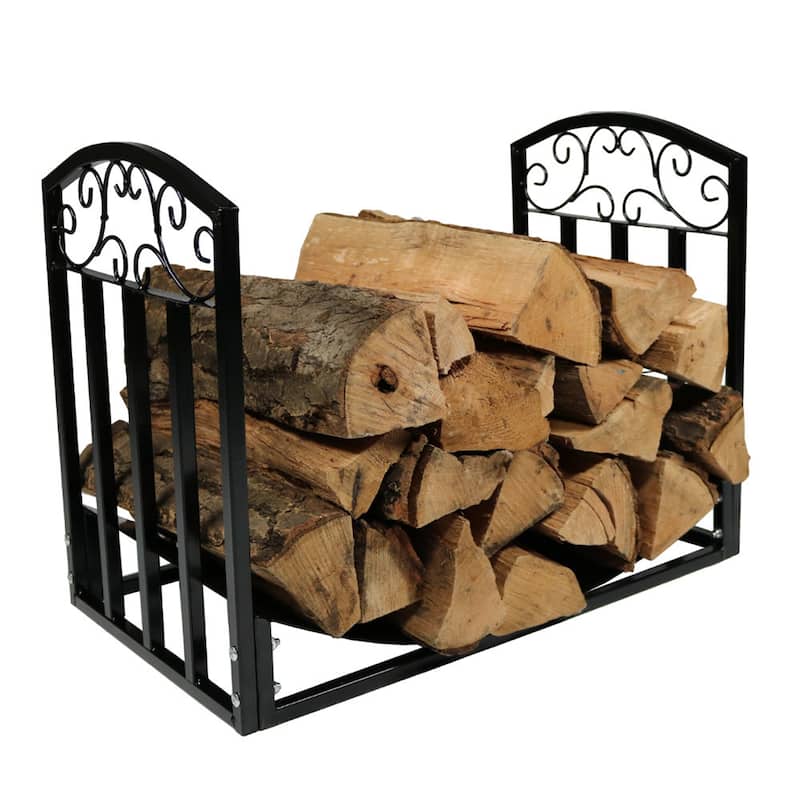 2' Indoor/Outdoor Firewood Log Rack - Steel Fireplace Storage Holder