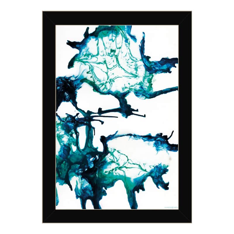 TrendyDecor4U Coastal "Ocean Living 1" Framed Print Wall Art - Black
