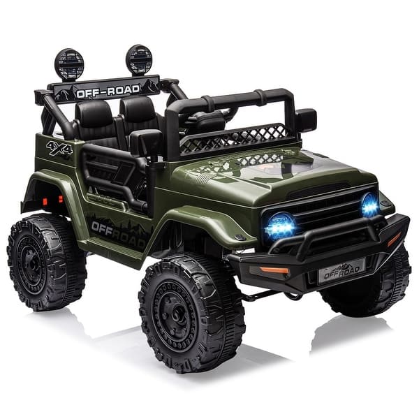 slide 2 of 42, 12V Kids 2-Seater Ride On Truck Car Electric Vehicles with Parent Remote Green