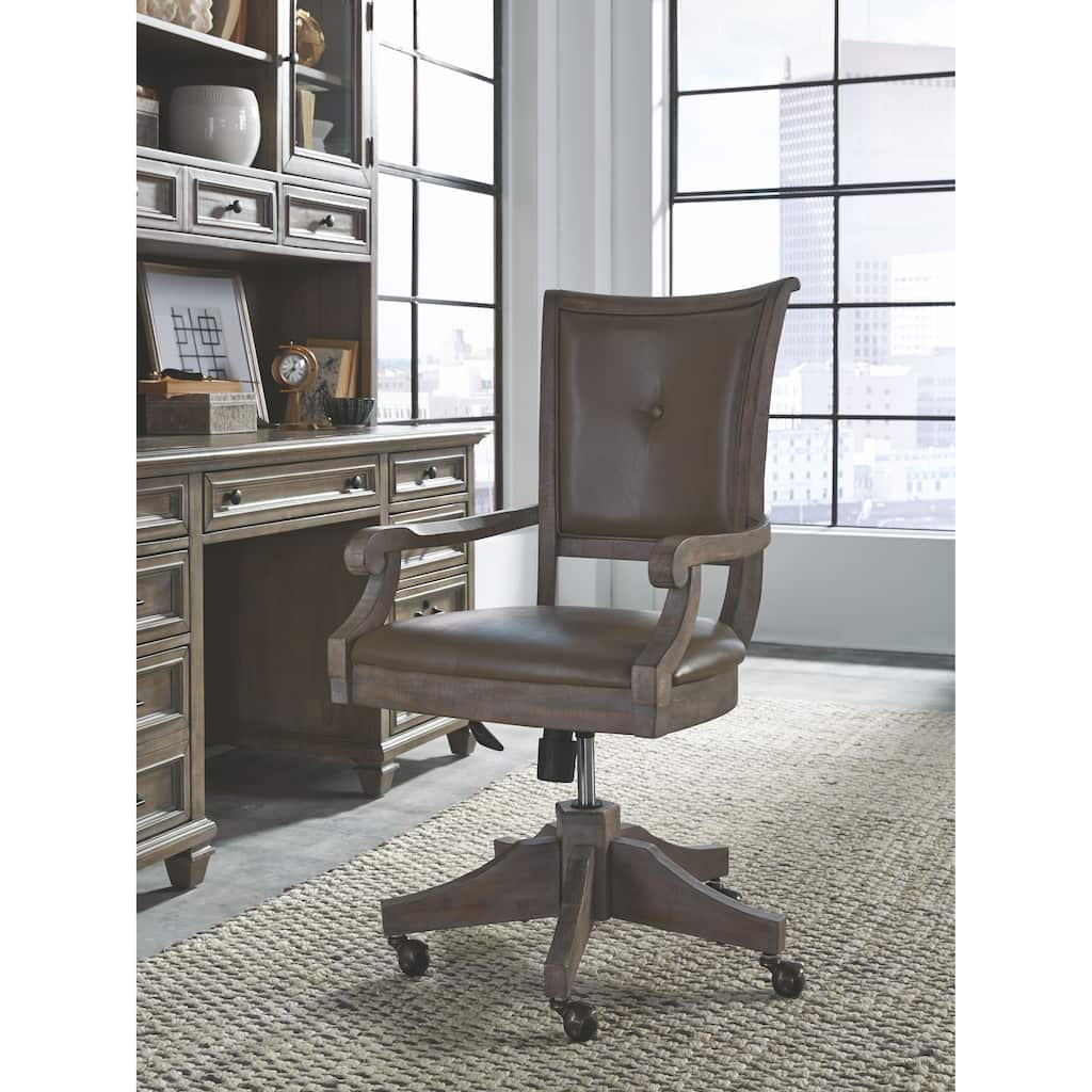 Magnussen Home Lancaster Dovetail Grey Fully Upholstered Swivel Chair - 22.5''W x 25.75''D x 38''H