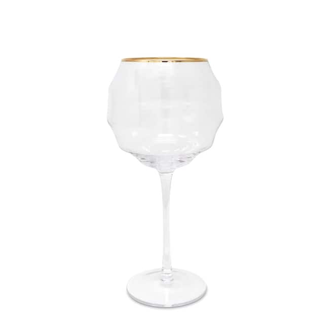 Set of 6 Glasses Unique Shaped And Gold Rim - Wine