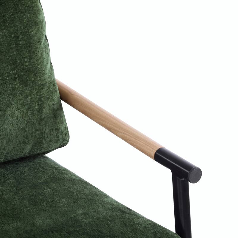 Minimalist Armchair - Soft Cushions, Wood/Metal Design, Compact