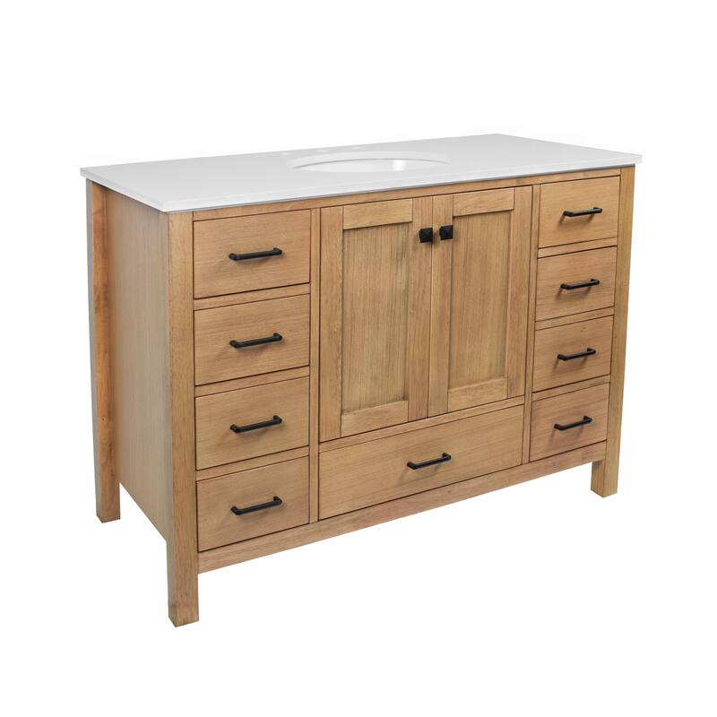 KitchenBathCollection Horizon 48" Bathroom Vanity with Engineered White Top