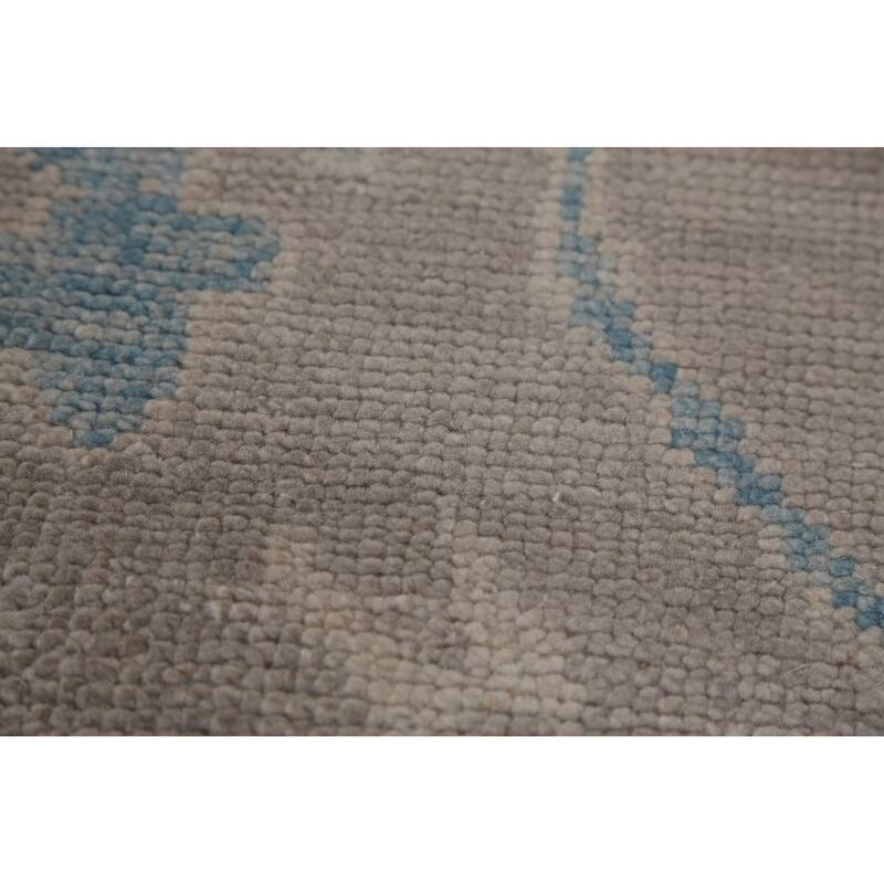 Hand Knotted Oriental 100% Wool Carpet Transitional All-Over Greys & Charcoal Oushak Area Rug - 12' 1'' X 9' 1''