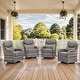 preview thumbnail 135 of 187, Outdoor Patio Sofa Swivel Chair with 6-Inch Thick Cushions Set 4PCS Swivel Chair - Grey Wicker Beige Cushion