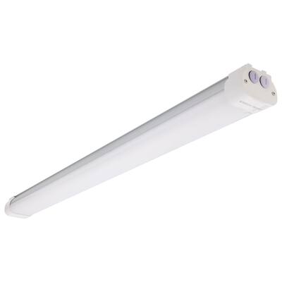 4Ft LED Tri-Proof Fixture with Integ Microwave Sensor CCT & Wattage Selectable IP65 and IK08 120V-347V - White and Gray