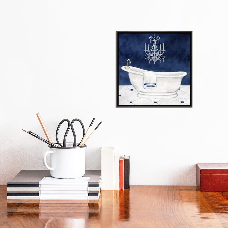 iCanvas "Navy Blue Bath I" by Cynthia Coulter Framed