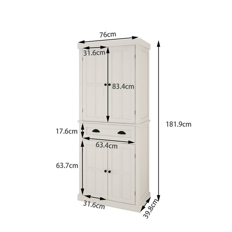 71 Inch Kitchen Pantry Storage Cabinet with 4 Doors and Drawer, Freestanding Cupboard with Adjustable Shelves