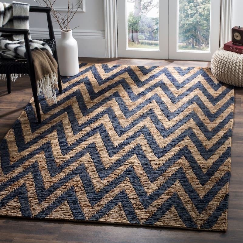 SAFAVIEH Handmade Organica Melinija Casual Jute Rug - 3' x 5' - Blue/Natural