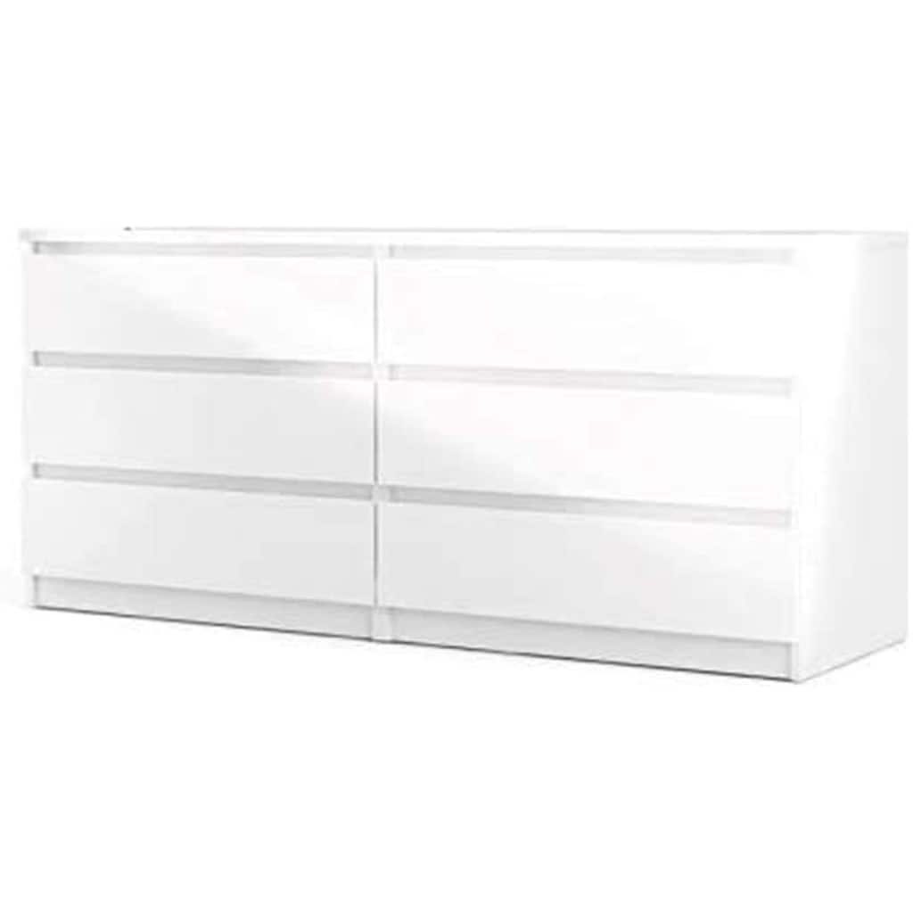 6 Drawer Double Dresser - 60" Wide Bedroom Storage Chest Modern Design Water Scratch Resistant