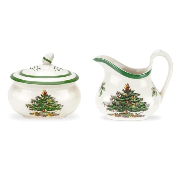 slide 2 of 7, Spode Christmas Tree Sugar and Creamer Set - 8" L x 5" W x 4" H 2 Piece - 8" L x 5" W x 4" H - Multicolored