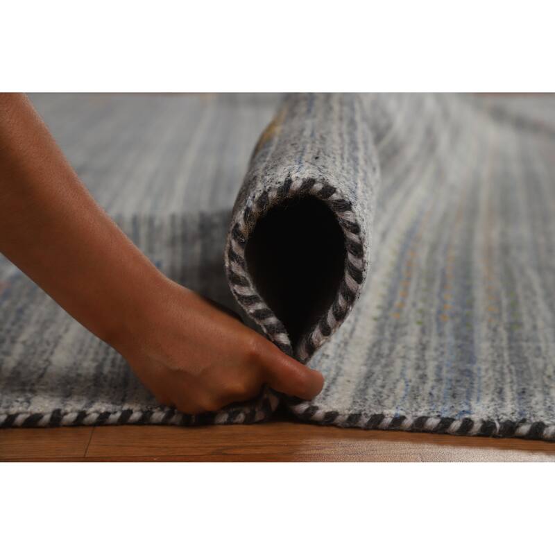 Hand Knotted Oriental 100% Wool Carpet Tribal Tribal Greys & Charcoal Gabbeh Area Rug - 9' 9'' X 8' 1''