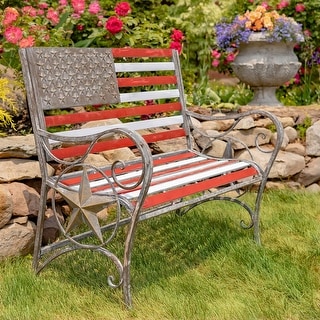 "Proud to Be an American" Flag Iron Garden Bench
