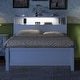 preview thumbnail 3 of 25, Full Size Wooden LED Platform Bed with Trundle & Storage Headboard with Drawers, White