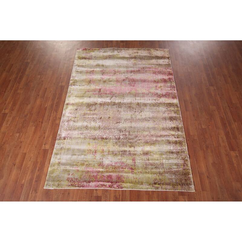 Colorful Abstract Modern Area Rug Handmade Wool Carpet - 5'2"x 7'7"