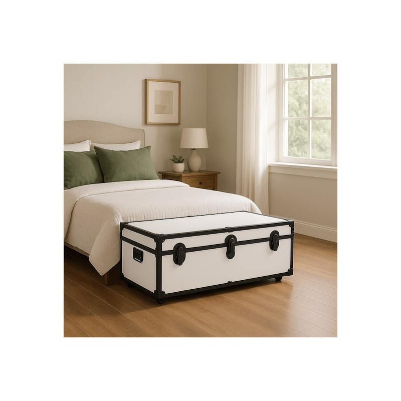 HomeStock Lockable Under Bed Storage Trunk - Heavy Duty Portable Footlocker for College Dorms & Camps with Secure Latch Closure