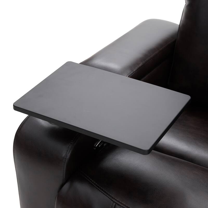 Power Motion Recliner with USB Charging Port and Hidden Arm Storage 2 Convenient Cup Holders Design and 360° Swivel Tray Table